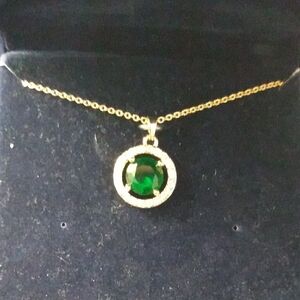 Danecraft Elegant Gold Necklace with Green Pendant